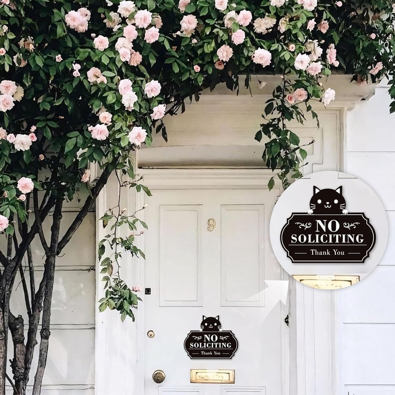 LUHIMO No Soliciting Sign for Front Door，Funny No Soliciting Sticker for House, Home and Business，Self-Adhesive Vinyl No Solicitation Signs for Front Door, Apartments, and Office - Image 4